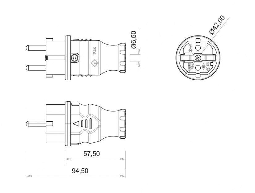 Bemis Kauçuk Düz Fiş IP44 BK1-1402-2011